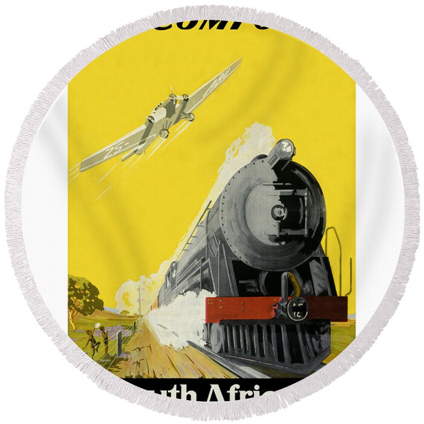 Railroad Round Beach Towel featuring the photograph Vintage Railroad Ad 1939 by Andrew Fare