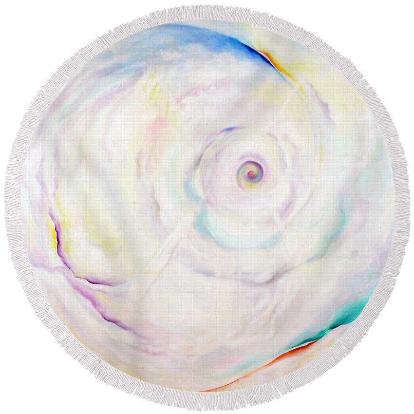 Clouds Round Beach Towel featuring the painting Virgin Matter by Anne Cameron Cutri