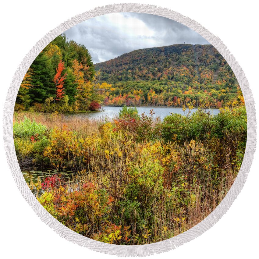 Autumn Round Beach Towel featuring the photograph Wachusett Mt. in Autumn by Donna Doherty