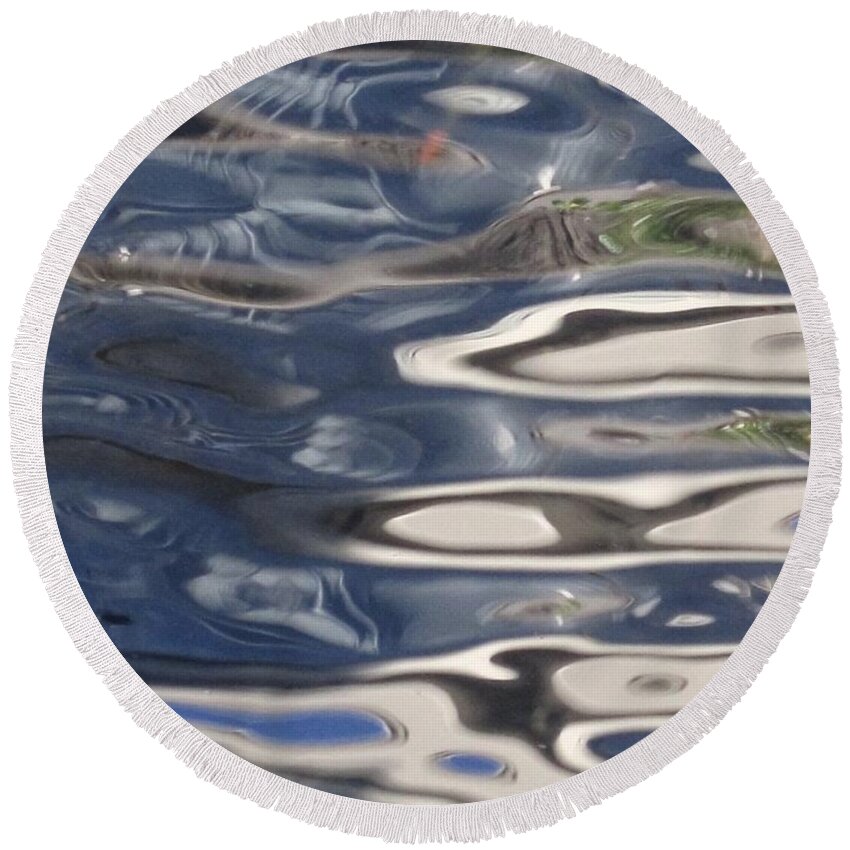Water Round Beach Towel featuring the photograph Water Blues by Ingrid Van Amsterdam