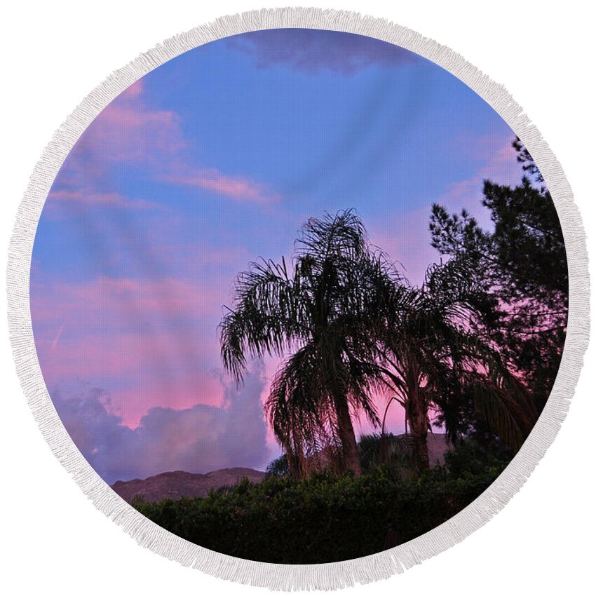 Pink Round Beach Towel featuring the photograph Water Colored Sky by Jay Milo