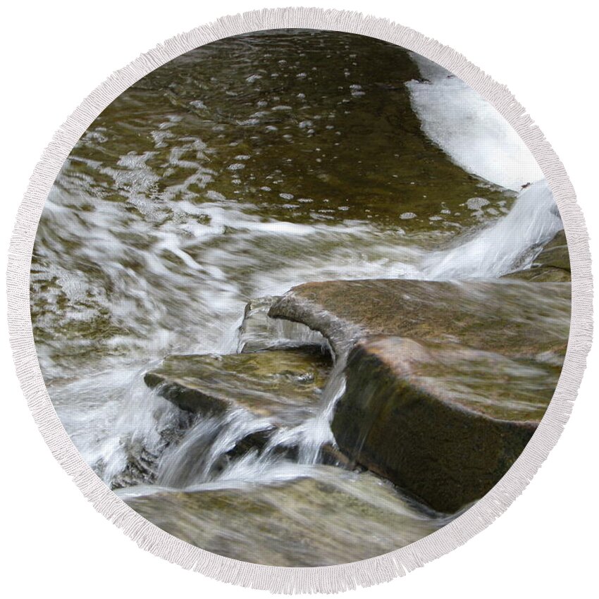 Tinker's Creek Round Beach Towel featuring the photograph Waterfalls by Michael Krek