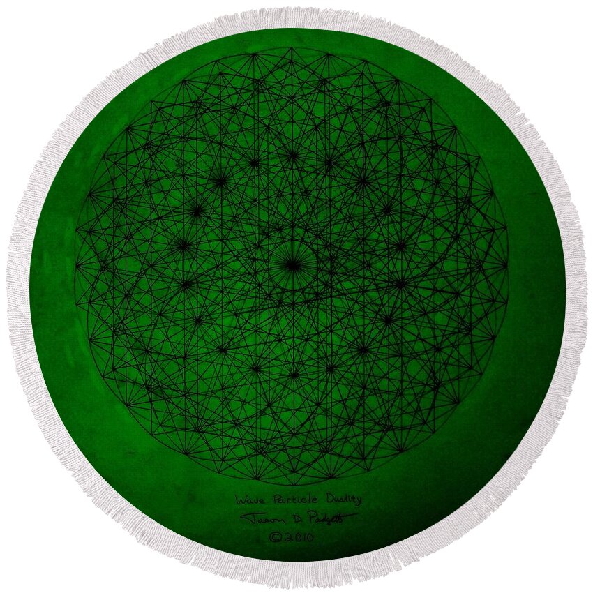 Fractals Round Beach Towel featuring the drawing Wave Particle Duality II by Jason Padgett