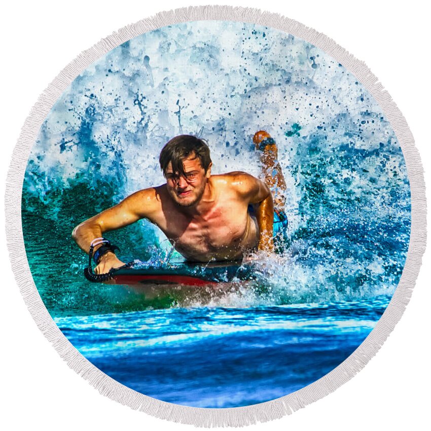 Ocean. Matt Round Beach Towel featuring the photograph Wave Rider by Eye Olating Images