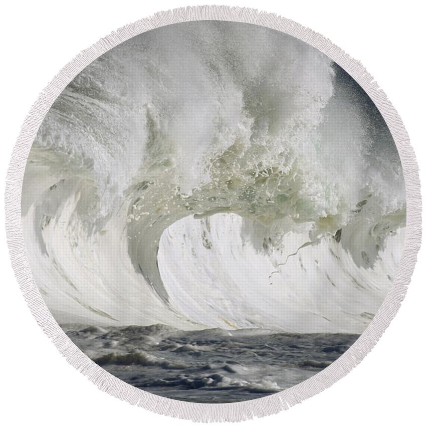 Beautiful Round Beach Towel featuring the photograph Wave Whitewash by Vince Cavataio