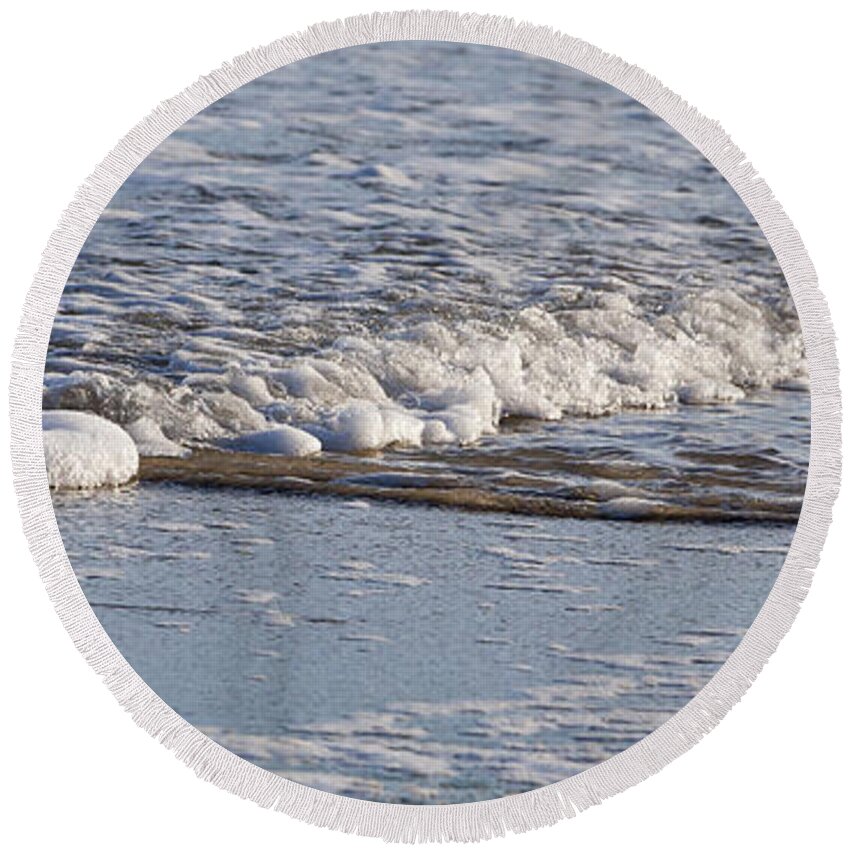 Maine Round Beach Towel featuring the photograph Waves by Steven Ralser