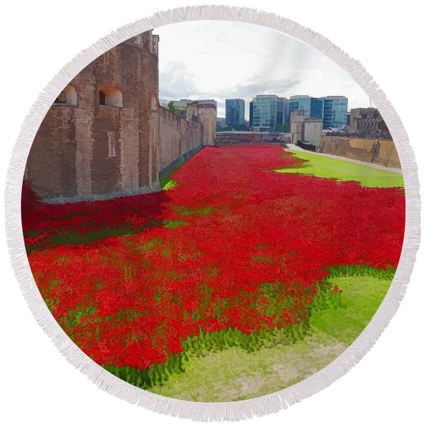 Poppy Round Beach Towel featuring the photograph We will remember them by Ron Harpham