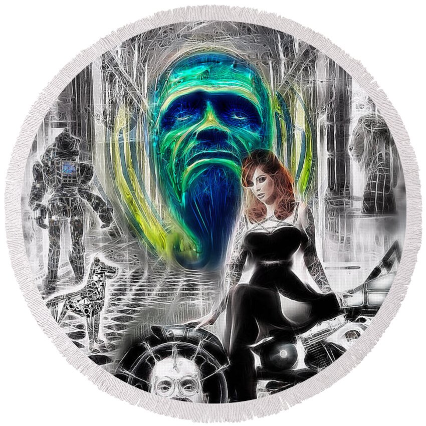 Wizard Of Oz Round Beach Towel featuring the mixed media We're Not In Kansas Anymore by Russell Pierce