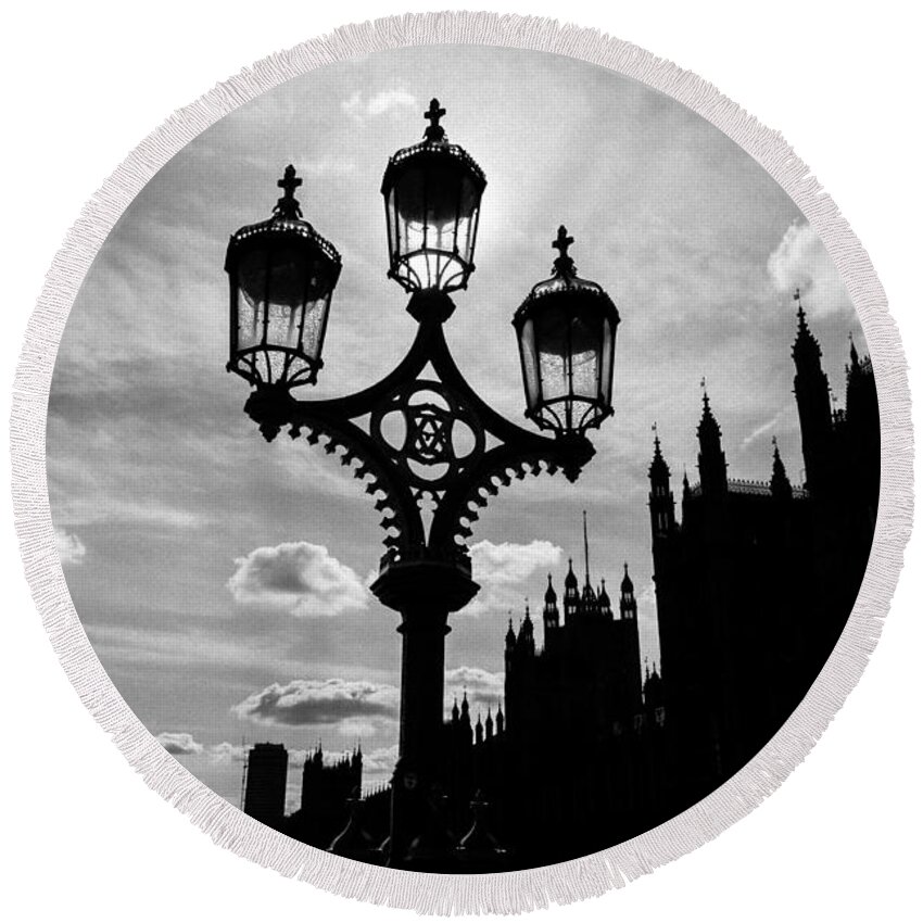 London Round Beach Towel featuring the photograph Westminster Silhouette by Matt Malloy