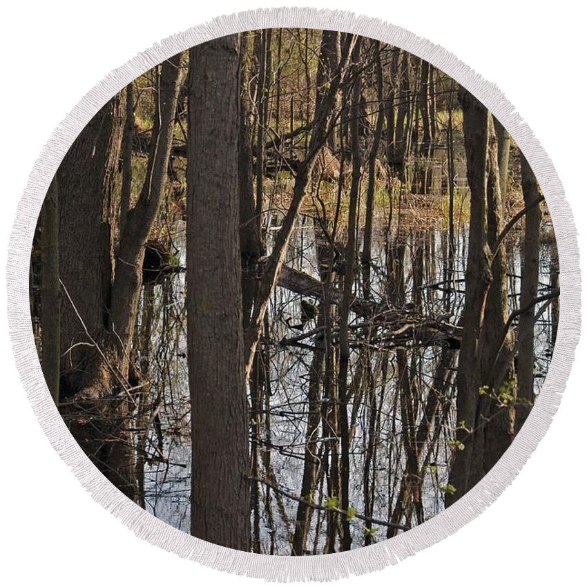 Creek Round Beach Towel featuring the photograph Wetland by Joseph Yarbrough