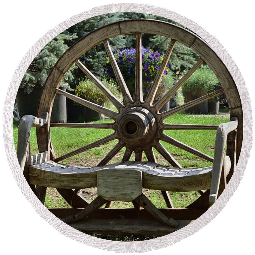 Bench Round Beach Towel featuring the photograph Wheel Bench by Kae Cheatham