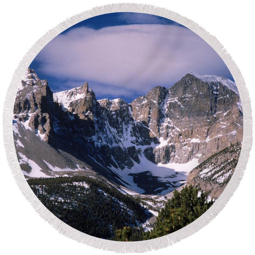 Great Basin National Park Round Beach Towel featuring the photograph Wheeler Peak by Mark Newman