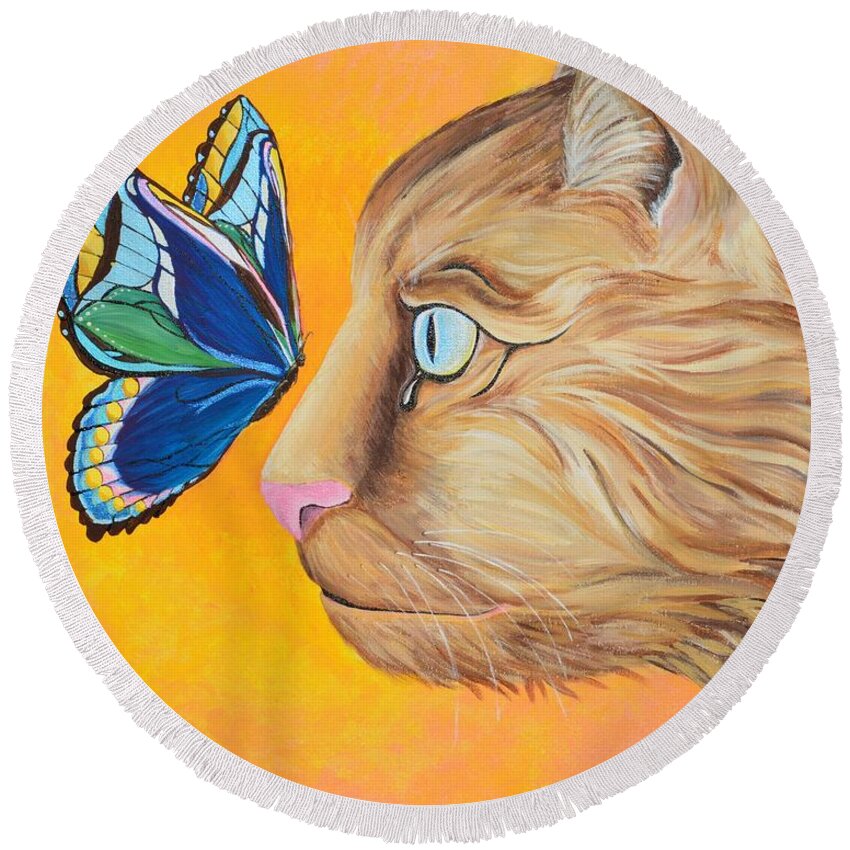 Cheshire Round Beach Towel featuring the painting Where's Alice by Meganne Peck