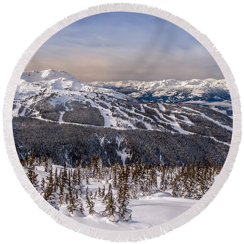 Whistler Round Beach Towel featuring the photograph Whistler Mountain Winter by Pierre Leclerc Photography