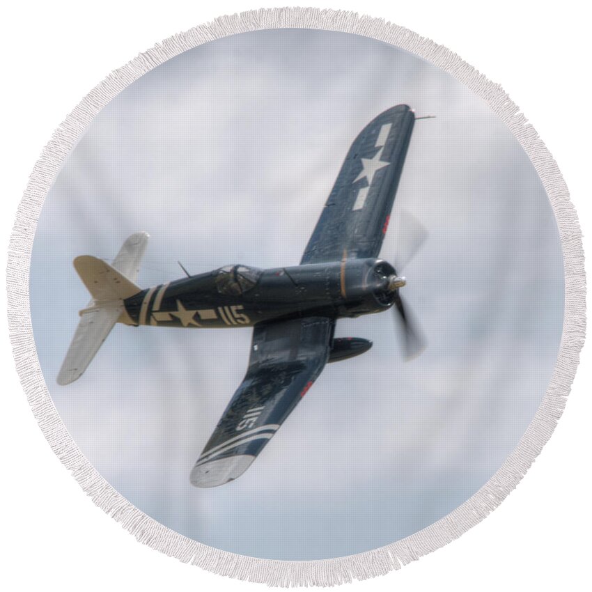 Warbird Round Beach Towel featuring the photograph Whistling Death by Jeff Cook