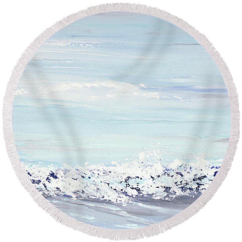 Costal Round Beach Towel featuring the painting White Water by Tamara Nelson