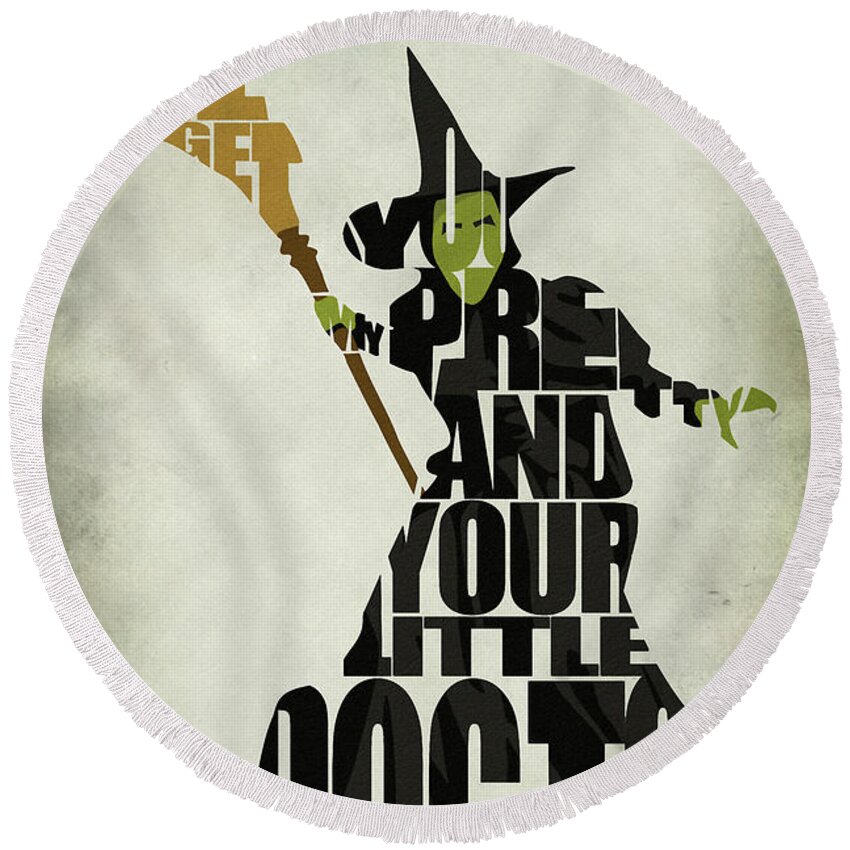 Wicked Witch Of The West Round Beach Towel featuring the digital art Wicked Witch of the West by Inspirowl Design