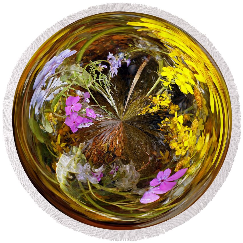 Abstract Round Beach Towel featuring the photograph Wildflower Paperweight by Gary Holmes
