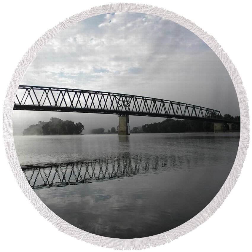 Williamstown Round Beach Towel featuring the digital art Williamstown Bridge Williamstown West Virginia by Matthew Seufer