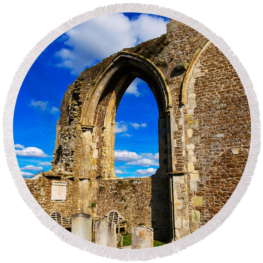 Ruin Round Beach Towel featuring the photograph Winchelsea Church by Louise Heusinkveld