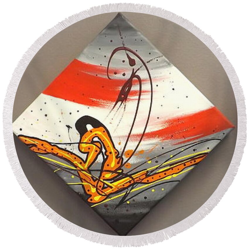 Windsurfer Round Beach Towel featuring the painting Windsurfer Spotlighted by Darren Robinson