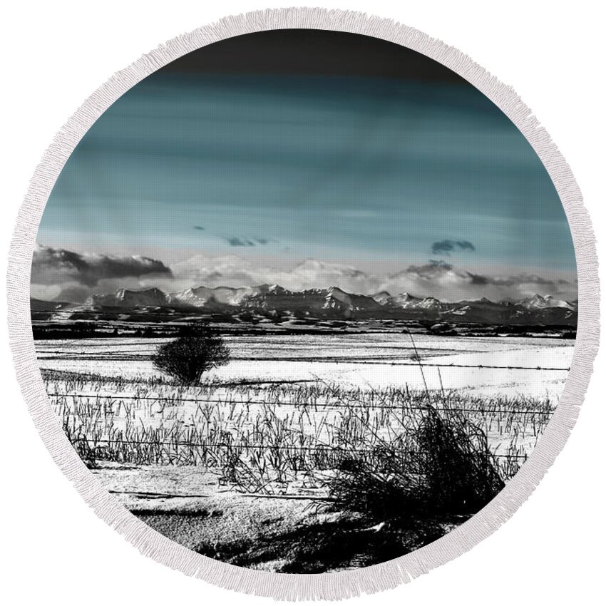 Snow Round Beach Towel featuring the photograph Winter Carpet To The Rockies by Al Bourassa