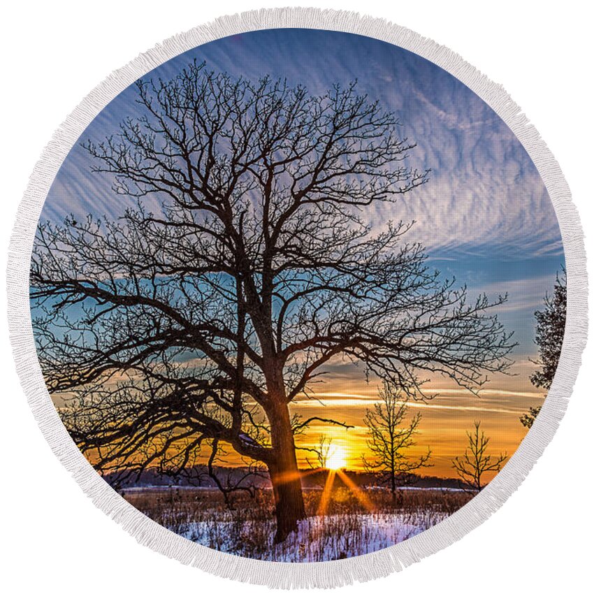 Clouds Round Beach Towel featuring the photograph Winter Solace by Andrew Slater