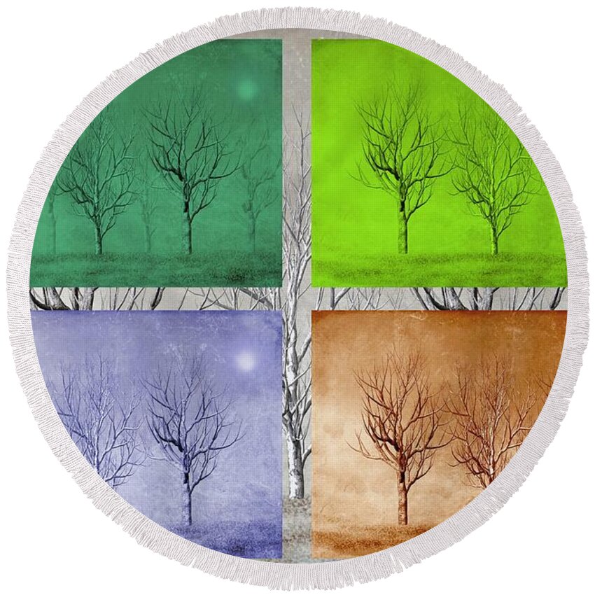 Trees Round Beach Towel featuring the digital art Winter Trees by David Dehner
