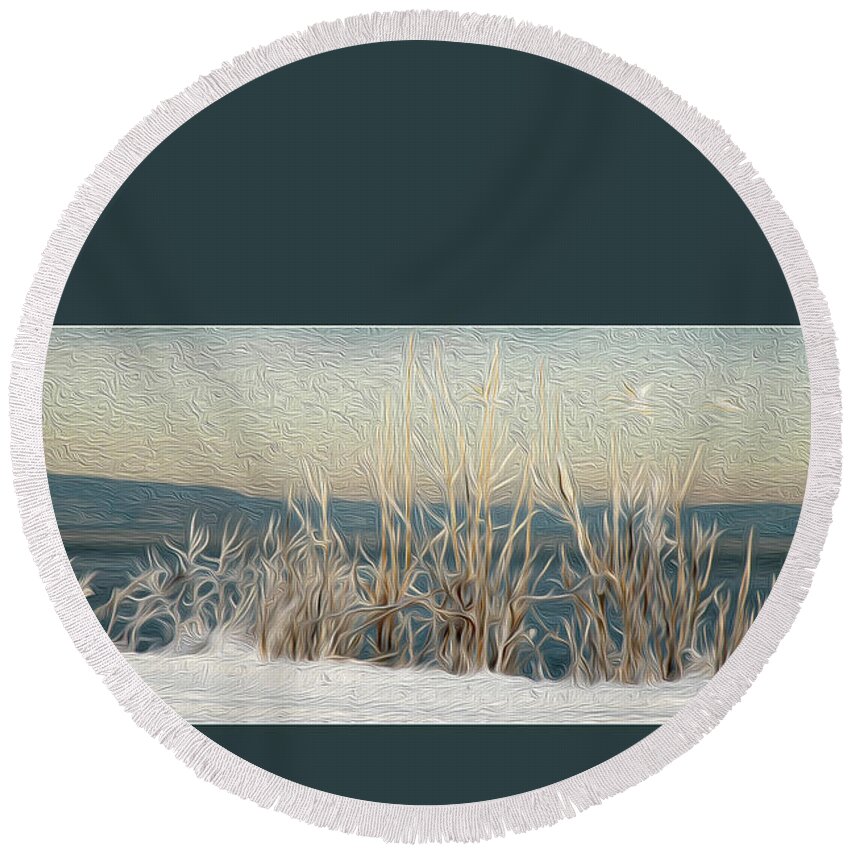 Winter Round Beach Towel featuring the photograph Winter Weeds by Randi Grace Nilsberg