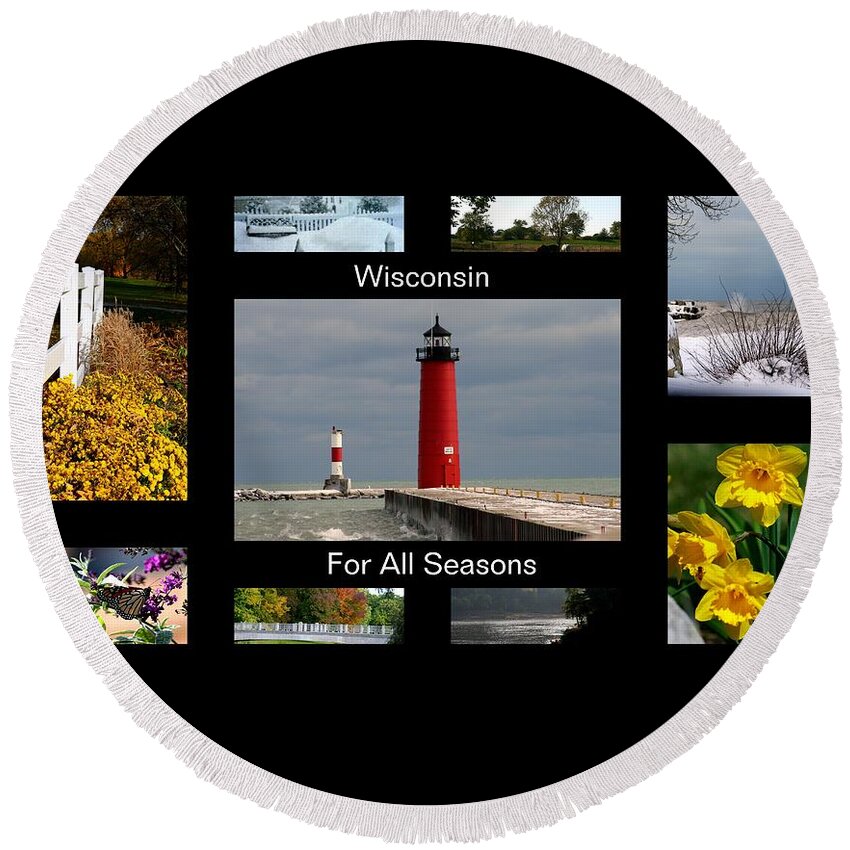 Wisconsin Round Beach Towel featuring the photograph Wisconsin For All Seasons by Kay Novy