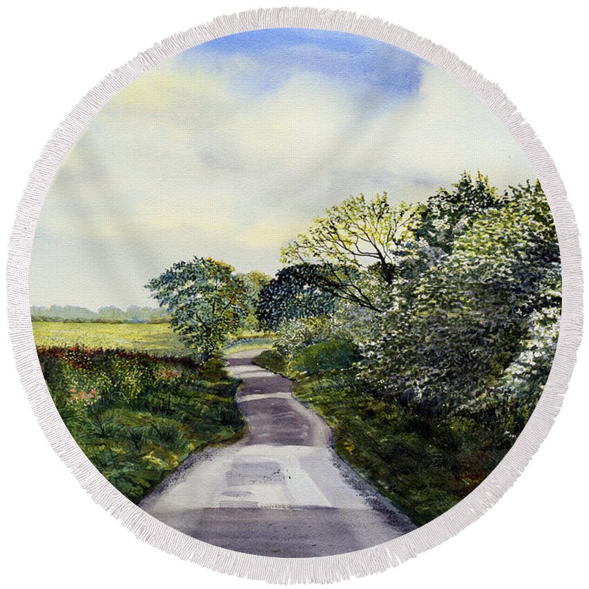 Watercolour Round Beach Towel featuring the painting Woldgate - Late Spring by Glenn Marshall