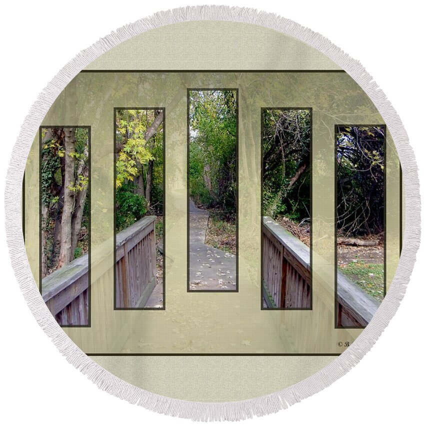 2d Round Beach Towel featuring the photograph Wooden Walk Bridge by Brian Wallace