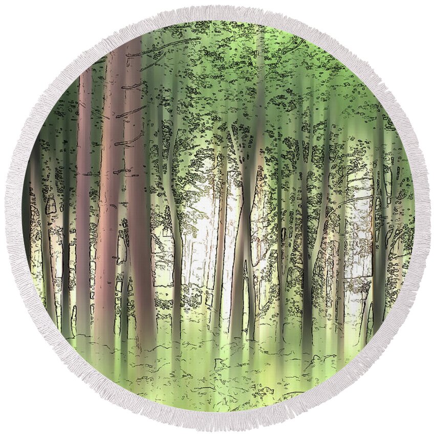 Beautiful Round Beach Towel featuring the photograph Woodland Trees In Summer by Ikon Ikon Images