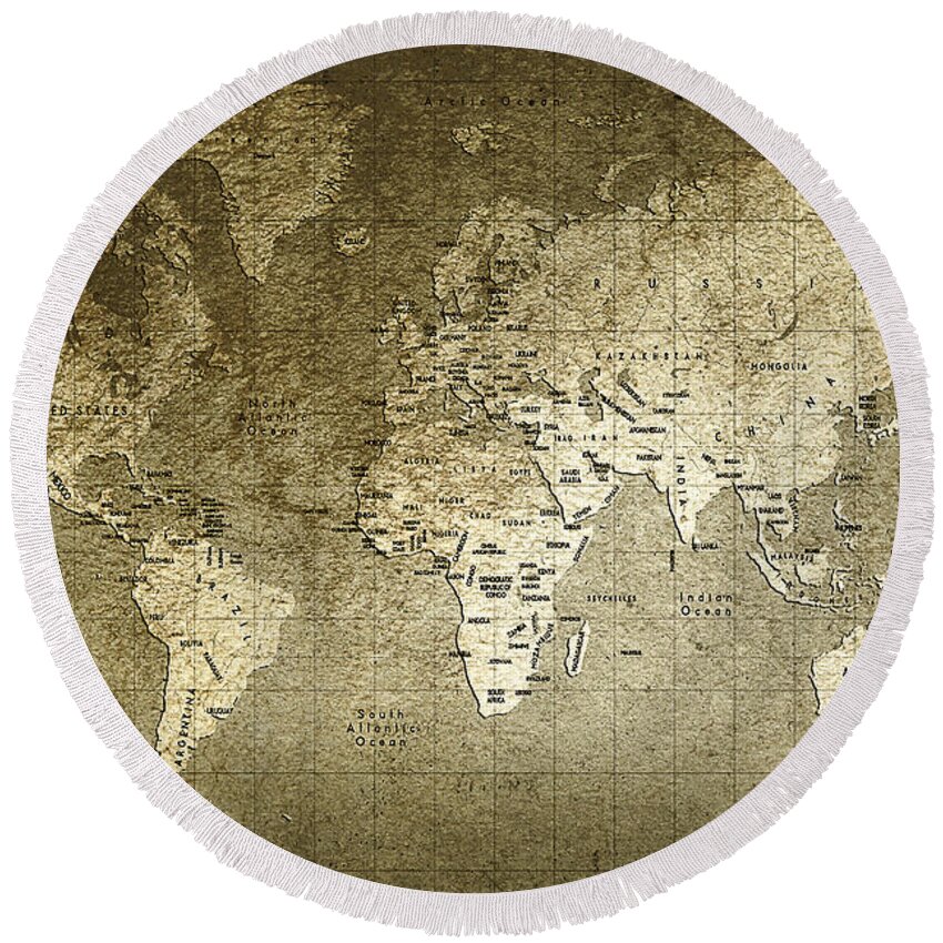 World Round Beach Towel featuring the photograph World map by Paulo Goncalves