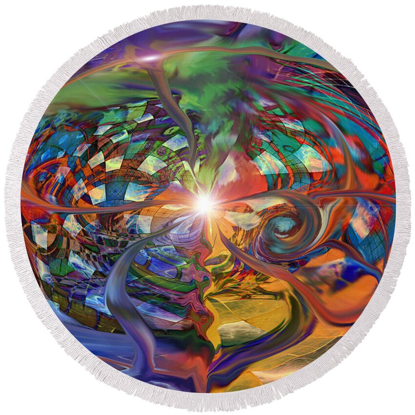 World Within A World Round Beach Towel featuring the digital art World Within A World by Linda Sannuti