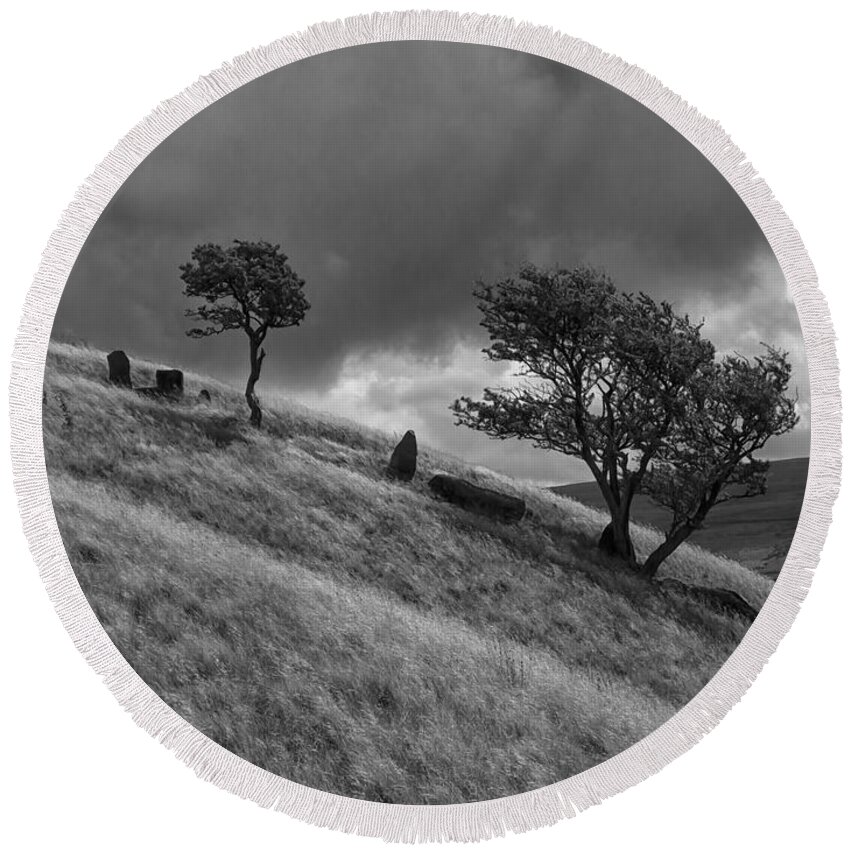 Wuthering Round Beach Towel featuring the photograph Wuthering by Gillian Singleton