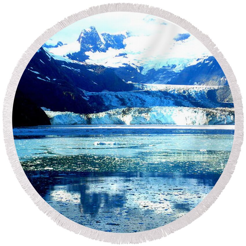 Alaska Round Beach Towel featuring the photograph XL Glacier Bay Alaska by Katy Hawk