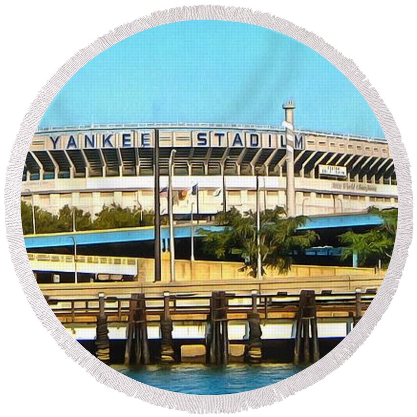  Round Beach Towel featuring the photograph Yankee Stadium by Mick Flynn
