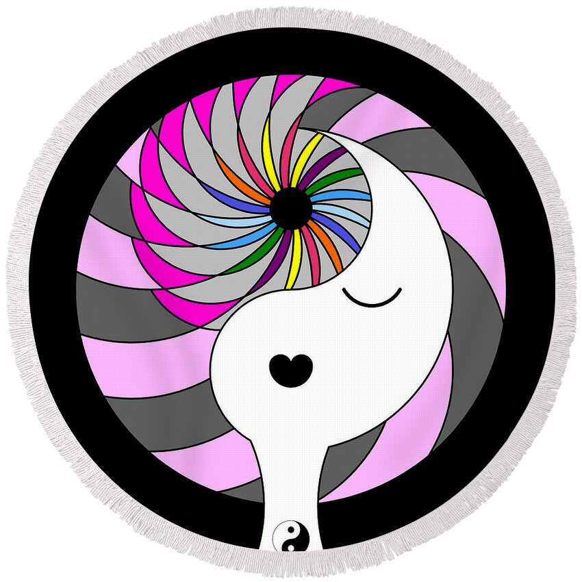 Colorful Round Beach Towel featuring the digital art Yin Yang Crown 5 by Randall J Henrie