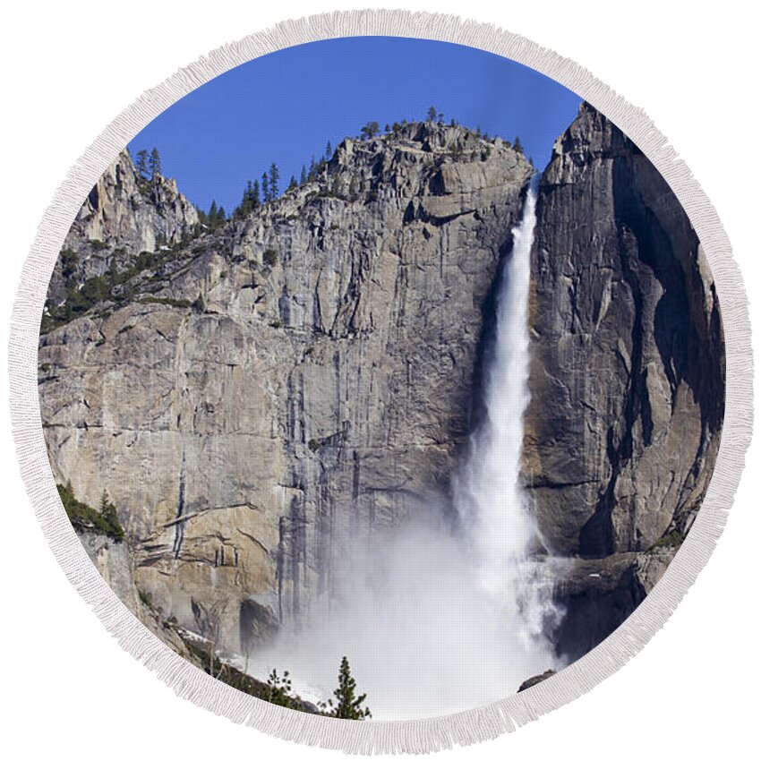 America Round Beach Towel featuring the photograph Yosemite falls by B Christopher