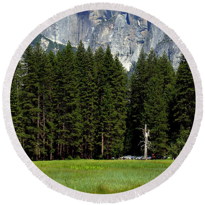 California Round Beach Towel featuring the photograph Yosemite Valley and Dome by Caroline Stella