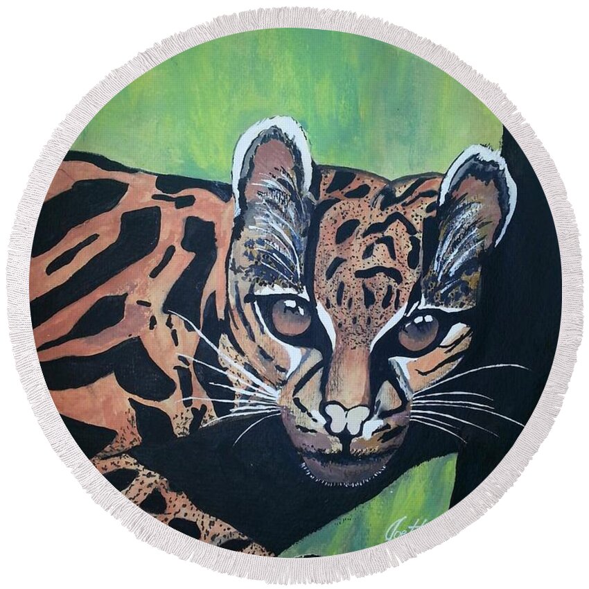 Wild Round Beach Towel featuring the painting Young In Wild by Joetta Beauford