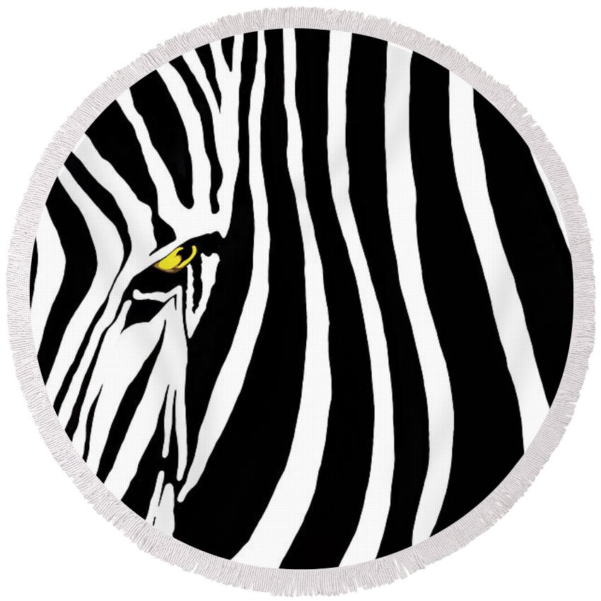 Zebra Round Beach Towel featuring the photograph Zebressence LARGE by Dan Holm