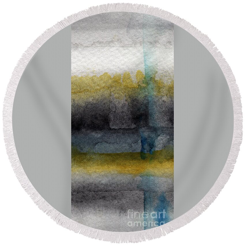 Abstract Round Beach Towel featuring the painting Zen Moment by Linda Woods