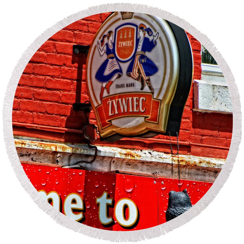 Beer Round Beach Towel featuring the photograph Zywiec Beer by Mike Martin