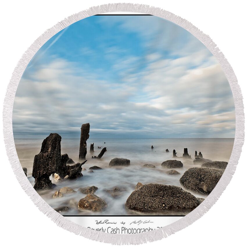 Groynes Round Beach Towel featuring the photograph What Remains by B Cash