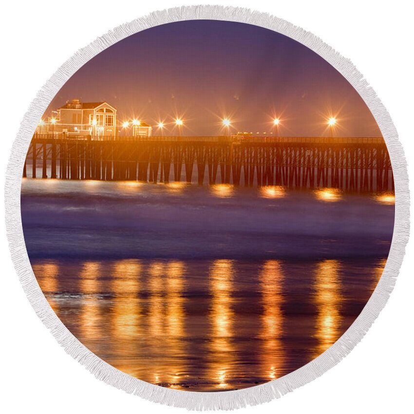 Oceanside Round Beach Towel featuring the photograph 8031 #1 by Daniel Knighton