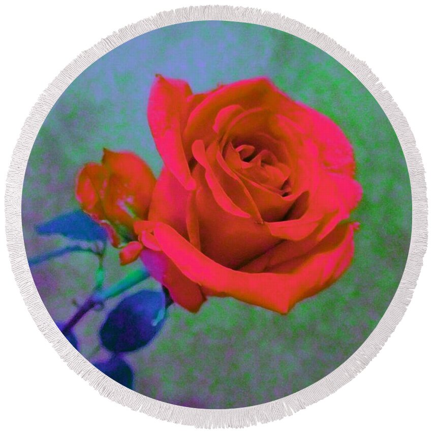 Rose Round Beach Towel featuring the photograph American Beauty - Red Rose by Susan Carella