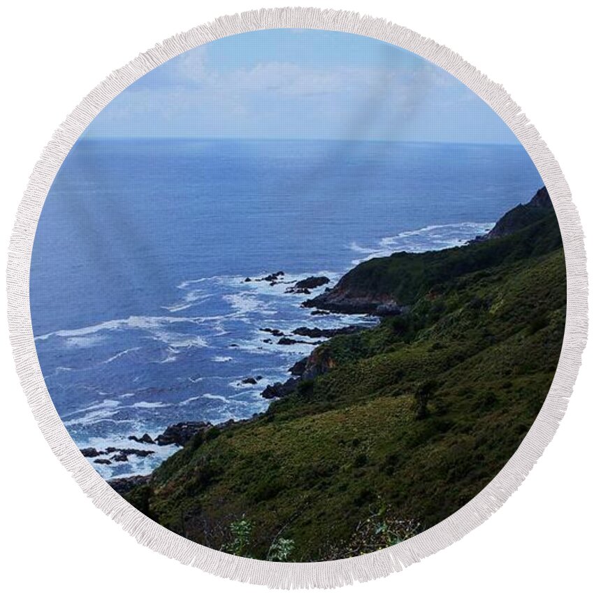 Pfeiffer Beach Round Beach Towel featuring the photograph 'Big Sur Coastline' #1 by PJQandFriends Photography