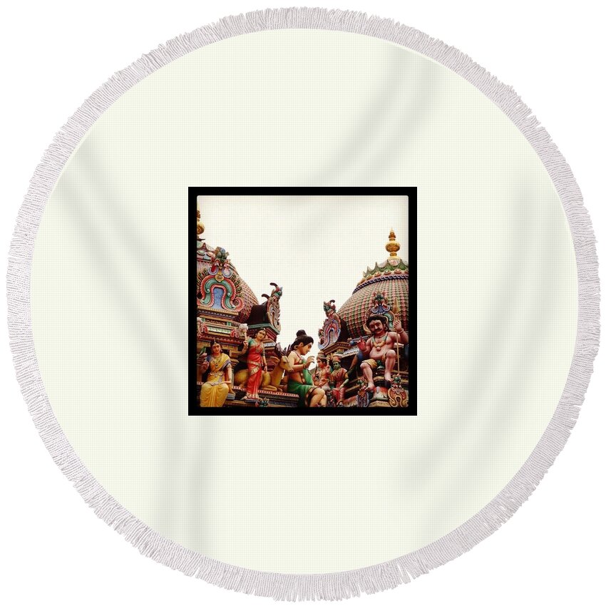  Round Beach Towel featuring the photograph Hindu Temple #1 by Lorelle Phoenix